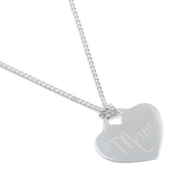 Mom I Love You Charm 16" Sterling Silver Necklace New - Picture 1 of 4